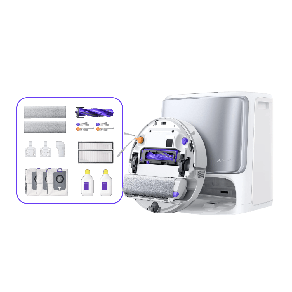 Robotic Narwal Flow with a control panel on a green background