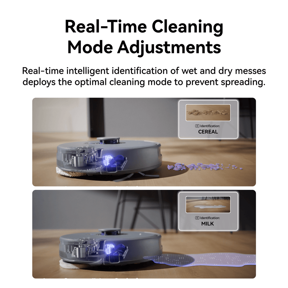 Real-time cleaning mode adjustment feature for Narwal Freo Z10 Ultra robot vacuum and mop.